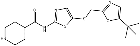 345627-80-7  N-[5-[(5-tert-butyl-1,3-oxazol-2-yl)methylsulfanyl]-1,3-thiazol-2-yl]piperidine-4-carbo