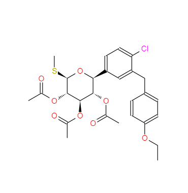 CAS：1018899-03-0，(2S,3S,4R,5S,6R)-2-(4-氯-3-(4-乙氧基苯基）苯基)-6-甲硫基四氫-2H-吡喃-3,4,5-三乙酸酯